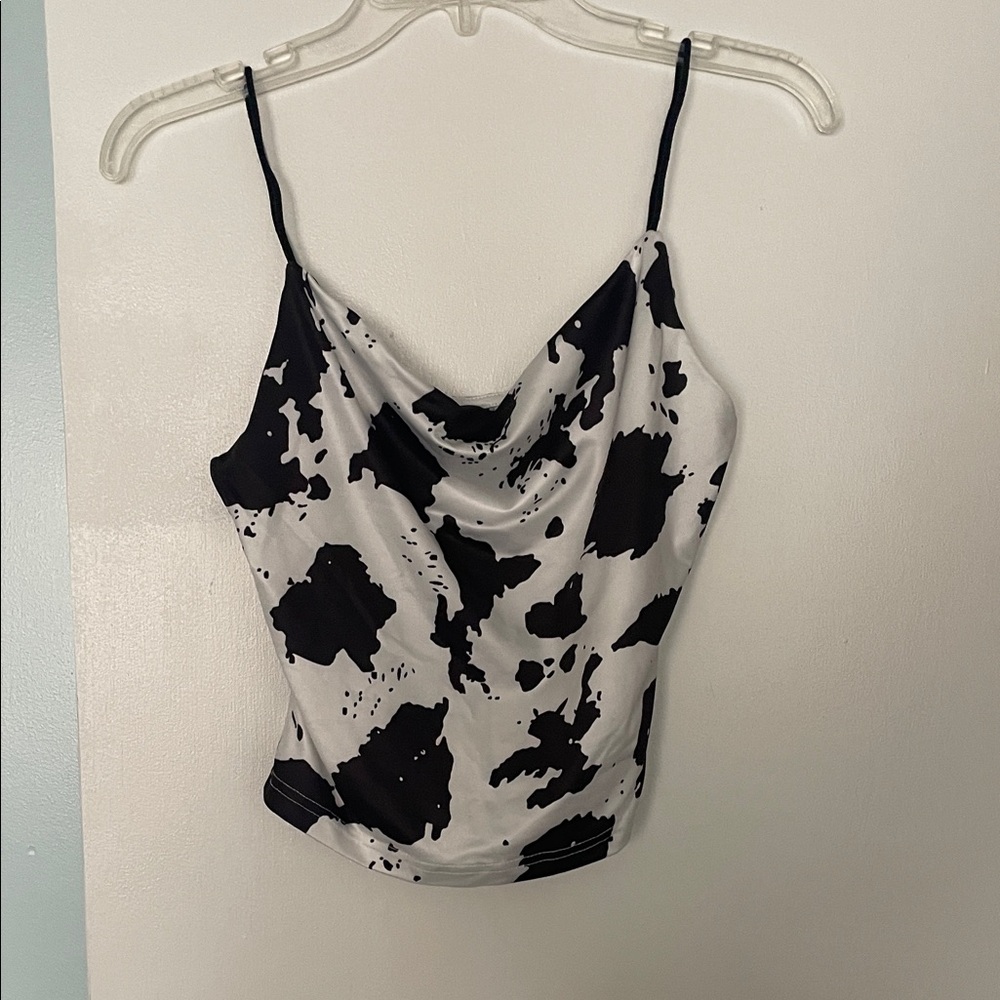SHEIN Black and White Cow Print Camisole